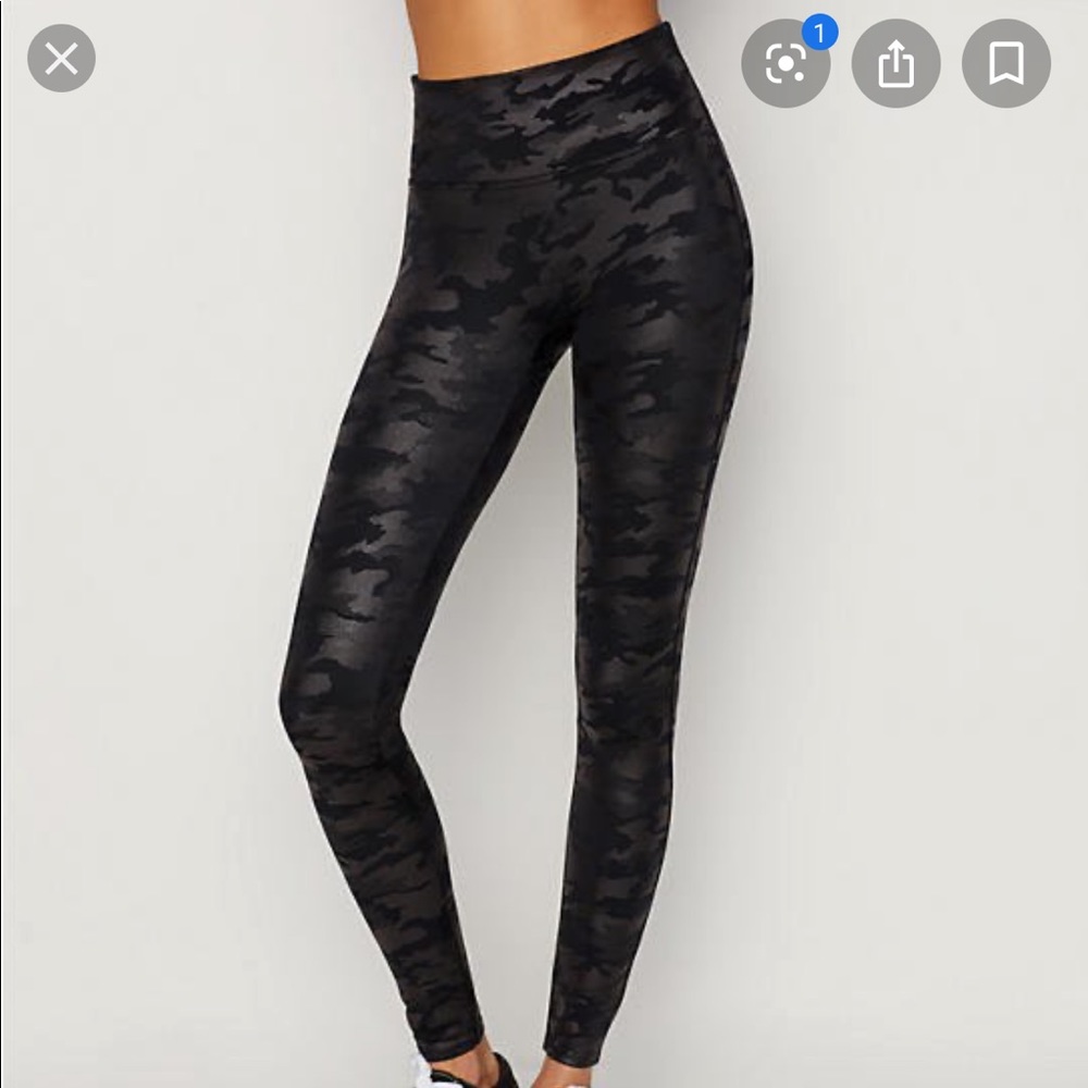 Spanx camo faux leather leggings